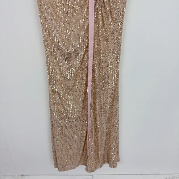 NWT Ieena By Mac Duggal #42015 Gold Sequin Draped Gown Dress Size 0 NEW - Picture 5 of 16